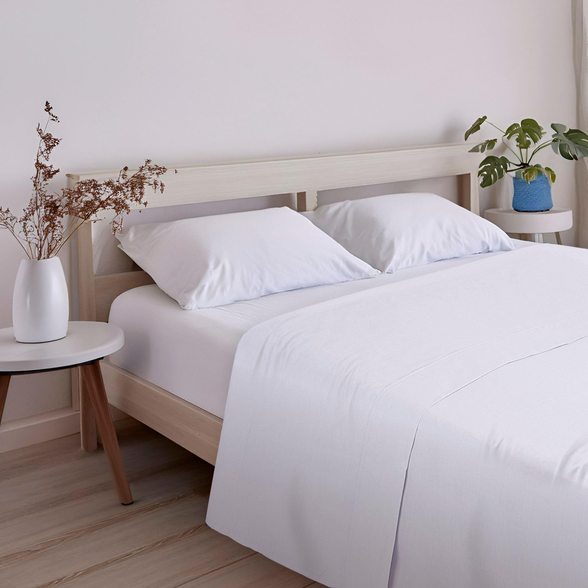 ECOMMERC3 Lenzuolo senza angoli letto 180 cm misto cotone | Bianco