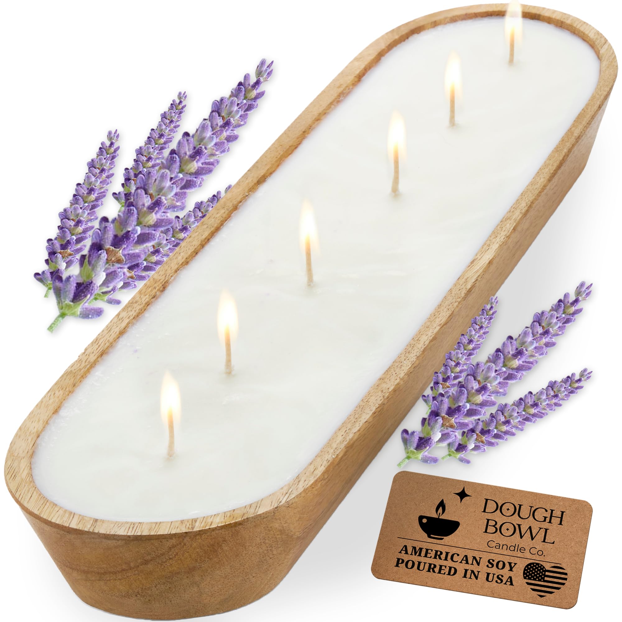 Dough Bowl Candle Co. Lilac Candle - Velas grandes perfumadas de soja de 17 x 5 pulgadas para mujer, velas decorativas perfumadas de 6 mechas, regalo de lujo para mujer, gran aromaterapia que elimina