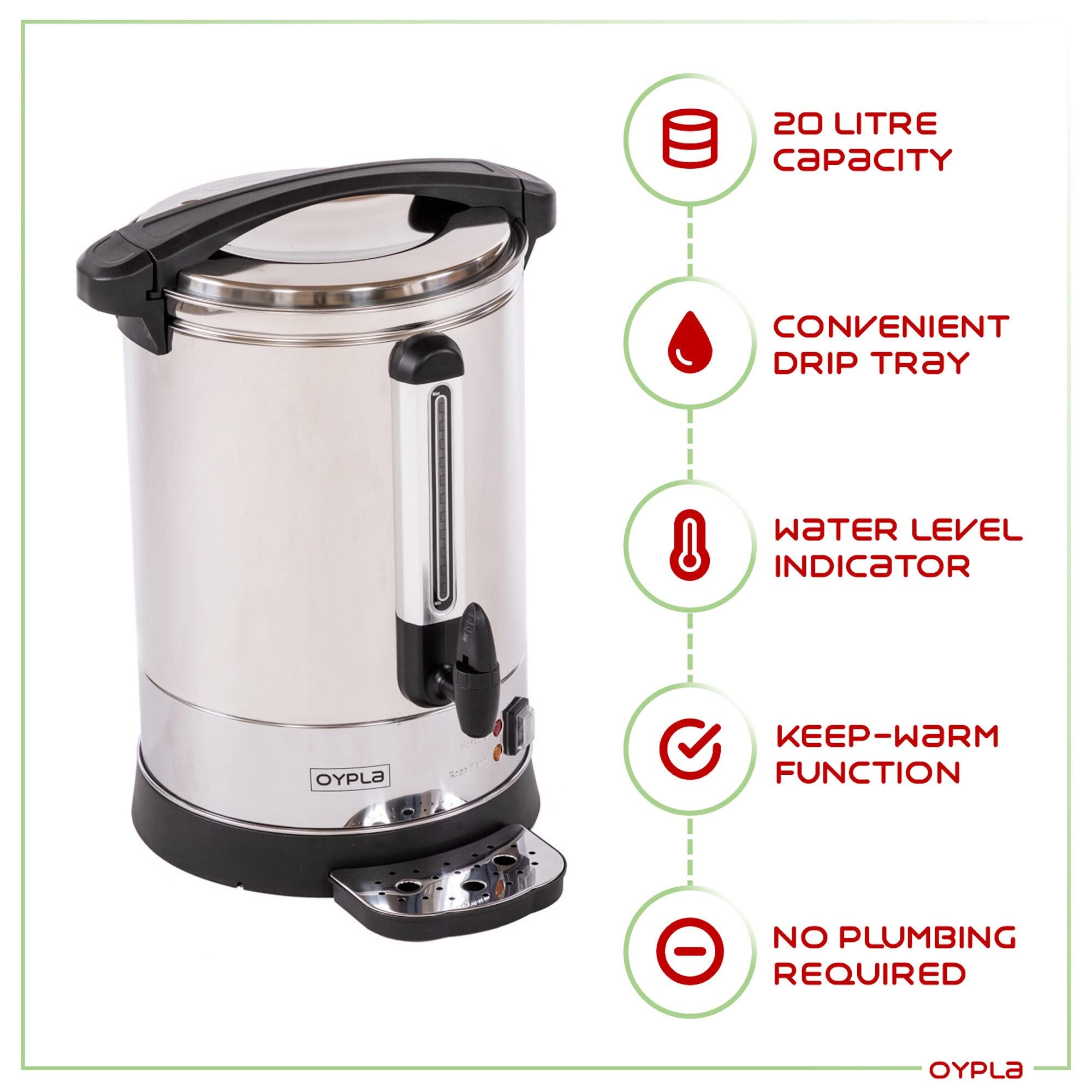 Oypla Electrical 20L Catering Hot Water Boiler Tea Urn Coffee :  Amazon.co.uk: Home u0026 Kitchen
