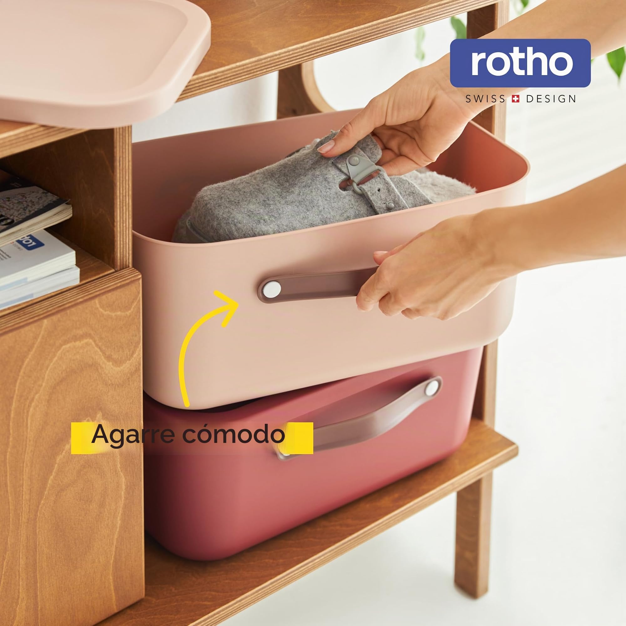 Rotho Caja de almacenaje con tapa y asa, 12 L, Blanco (Paquete de 3)