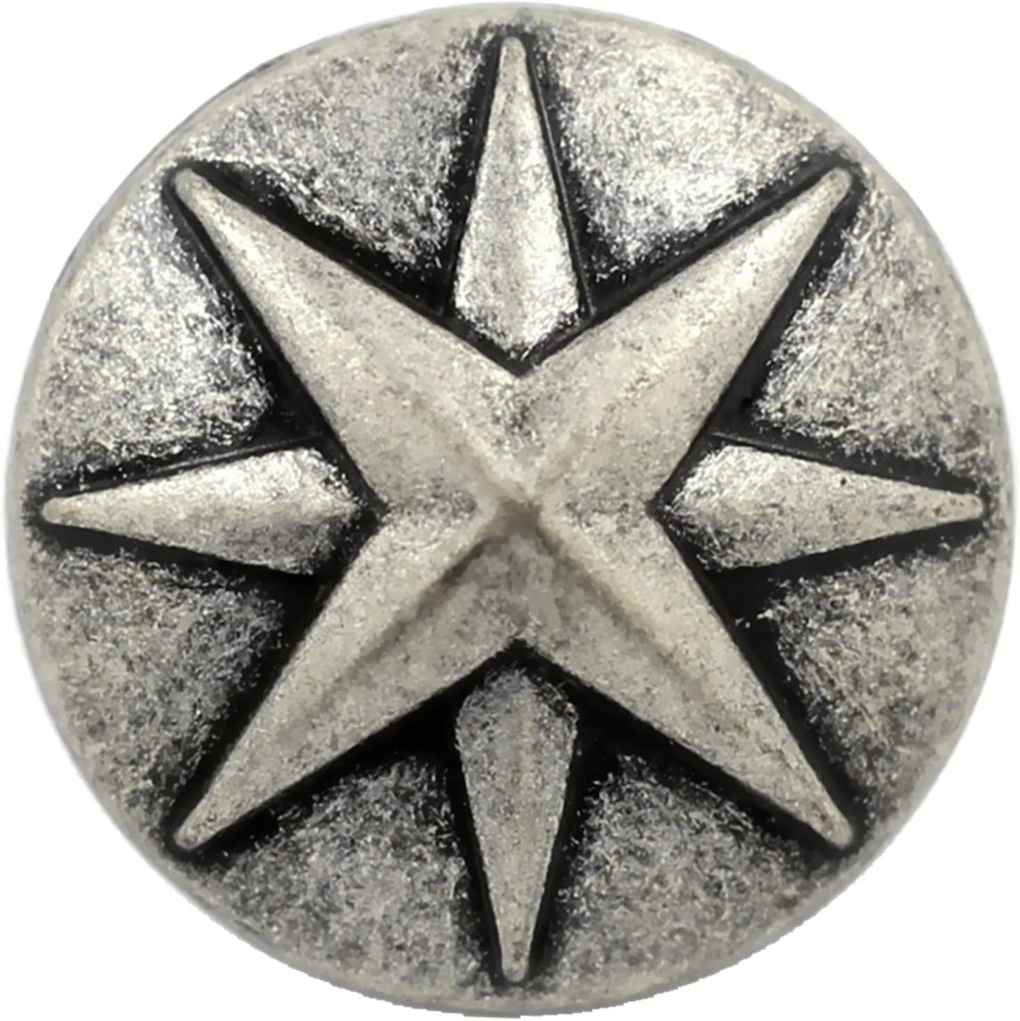 Bezelry 10 Pieces Asterisk Metal Shank Buttons. 20mm (3/4 inch) (Antique Silver)