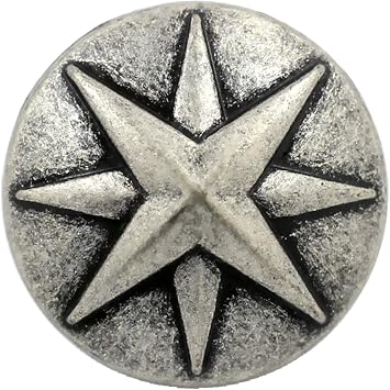 Bezelry 10 Pieces Asterisk Metal Shank Buttons. 20mm 3/4 inch Antique Silver