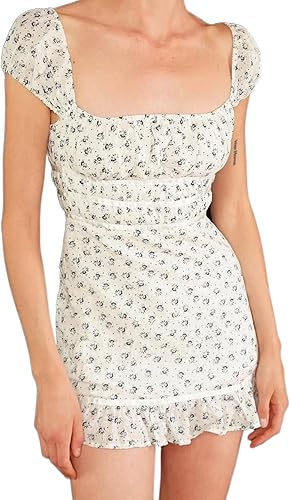 KMBANGI Vestido tipo camisa de manga corta para mujer, entallado, sexy, fruncido, corto, corte bajo, ajustado, para fiesta, calle,