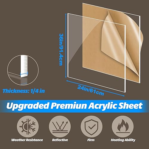 Miniatura 2 de Hoja de acrílico transparente de 24 x 36 pulgadas de grosor panel de perspex de vidrio plexiglás de 14 pulgadas de grosor protector de estornudos de