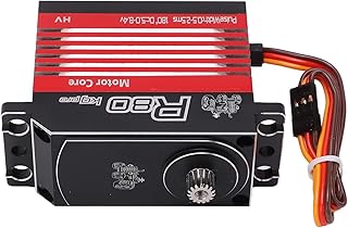 Red Servo Motor, Aluminum Alloy RC Servo Motor IP67 Waterproof High Torsion Multi Purpose with Servo Arm for RC Boats