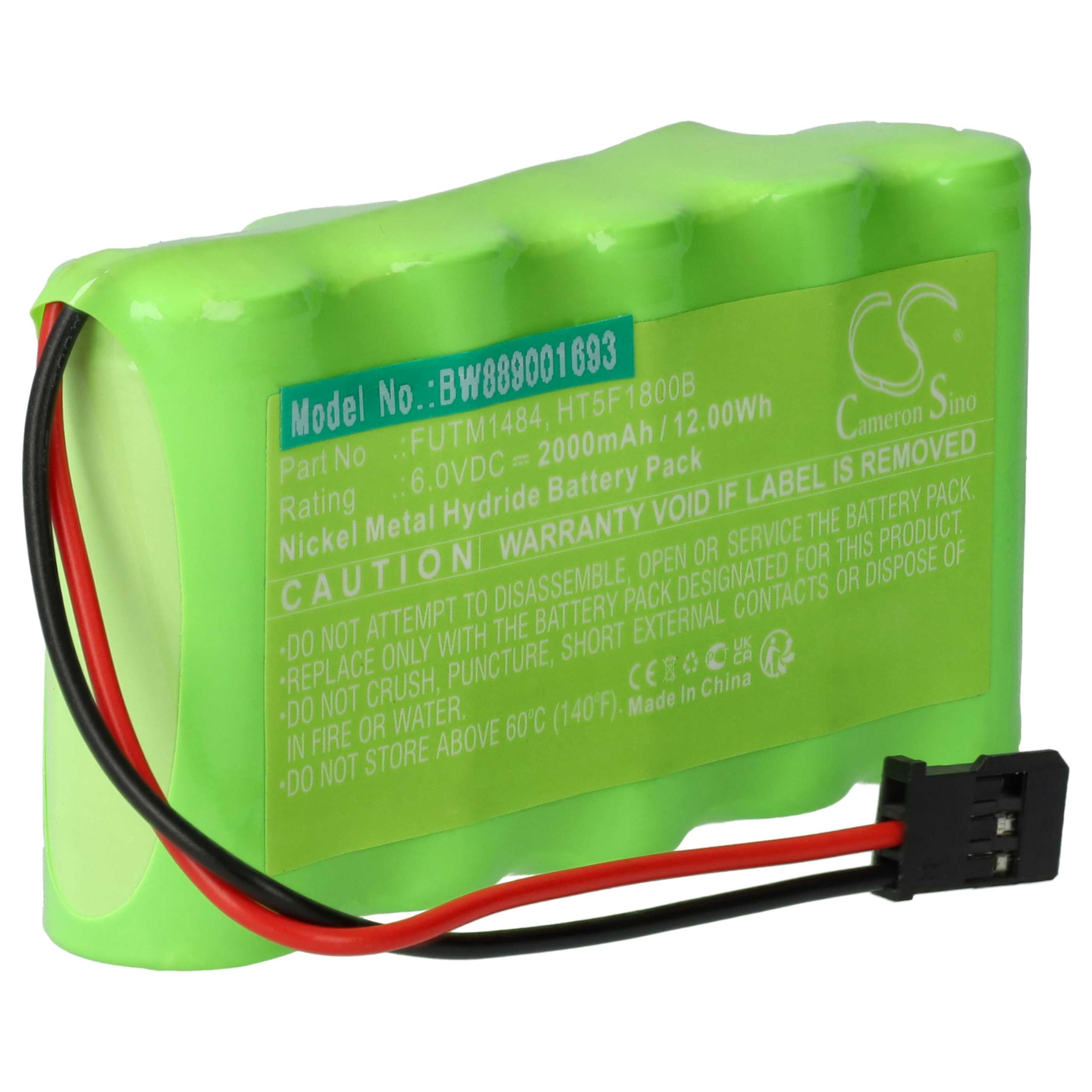 vhbw Battery Replacement for Futaba FUTM1484, HT5F1800B for Transmitter (2000mAh, 6 V, NiMH)