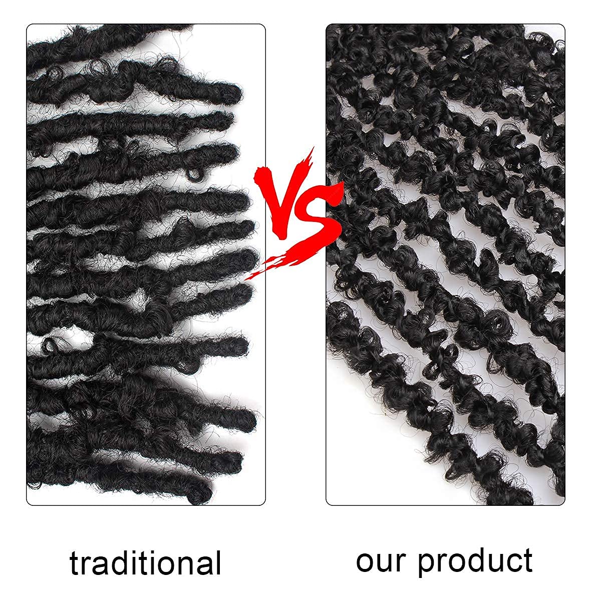 ZRQ 6 Packs Butterfly Locs Crochet Hair 20 Inch Black Distressed Faux Locs Hair Extensions Pre-looped Crochet Braids Synthetic Soft Locs For Women 1B#