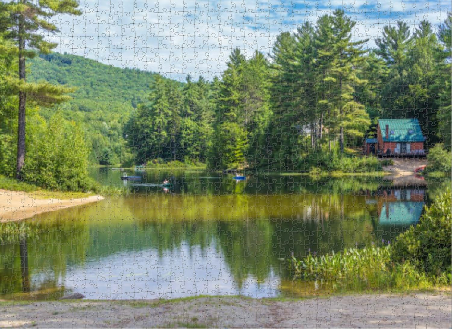 1000 Piece Kayak & Little Pea Porridge Pond Jigsaw Puzzle - New Hampshire Mountain Scenery for Adults & Families, Challenging Leisure Toy, Ideal, Outdoor Enthusiasts' Entertainment