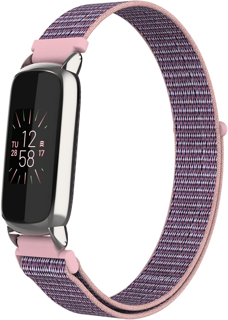 Sport Watch Band Compatible with Fitbit Luxe,Slim Soft Skin-Friendly Comfortable Sport Wristband Nylon Watch Straps Adjustable 5.5-7.9 inch for Women Men
