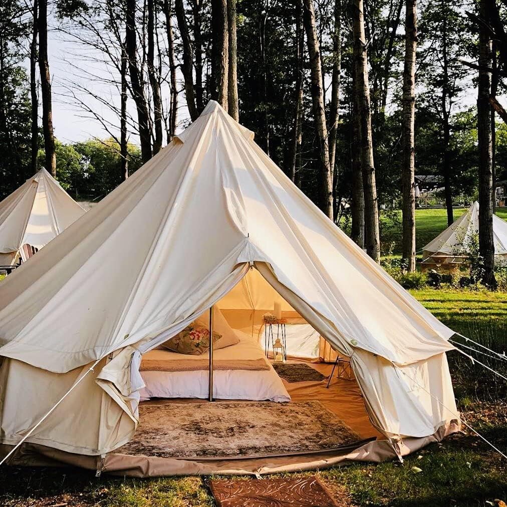 Палатка TOMOUNT Bell Tent 3 м, 4 м, 5 м, Палатка для кемпинга из поликоттона TC, для 4-8 человек, Многофункциональная, Подходит для всех сезонов, Для улицы, Водоотталкивающая, Дышащая, Затеняющая, для разведения костра, для семейного туризма, Кемпинг Hadairo 4 М, фото 8