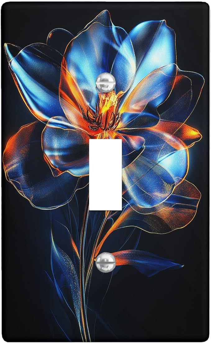 Abstract Blue Floral Light Switch Cover Plates/Outlet Covers, Modern