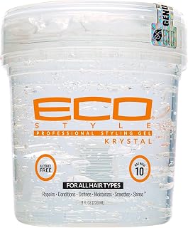 EcoStyle Krystal Styling Gel 8oz: Strong Weightless Hold, Shine & Moisture for All Hair Types - Alcohol-Free, No Residue