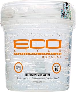 Eco Style Krystal Styling Gel - Adds Body and Shine to all Styles - Moisturizes and Maintains Healthy Hair - Strong, Weightless Hold - Ideal for any Hair Type and Color - Leaves No Residue - 8 oz