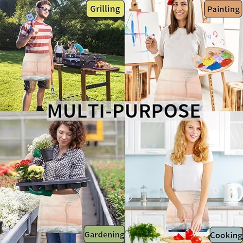 Miniatura 5 de Wave Beach Traces - Paquete de 3 delantales de servidor con 3 bolsillos, impermeables, delantales de media cintura para mujer, para cocinar, lavar