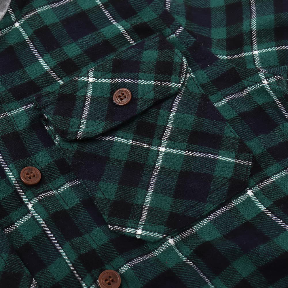 Spring&Gege Jungen Langarm Kariertes Kapuzenhemd Button-Down Flanellhemd für Kinder