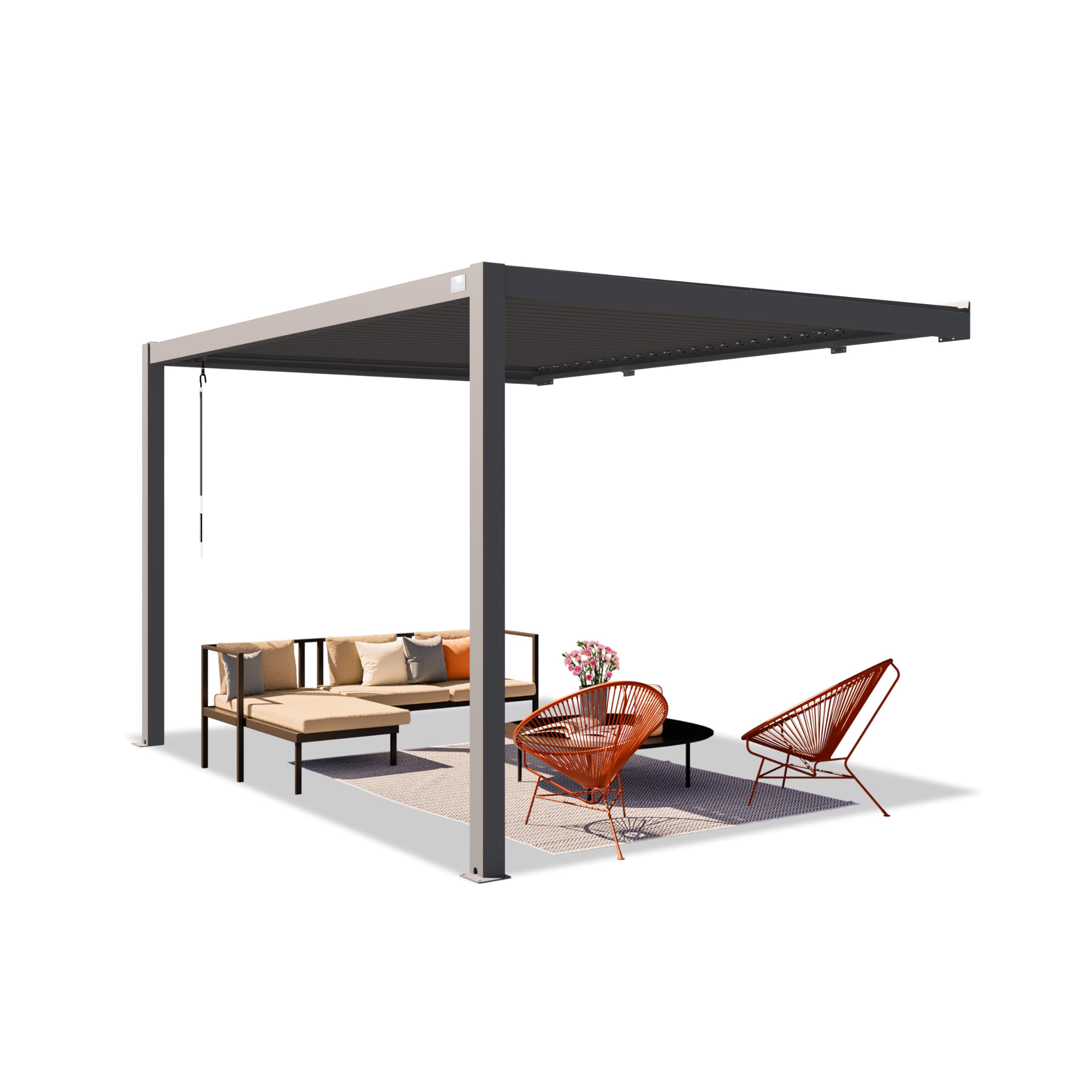 PRIMEYARD Pergola adossée 3x4 m poteaux en Aluminium avec Lames orientables en Acier pergola Murale Anthracite