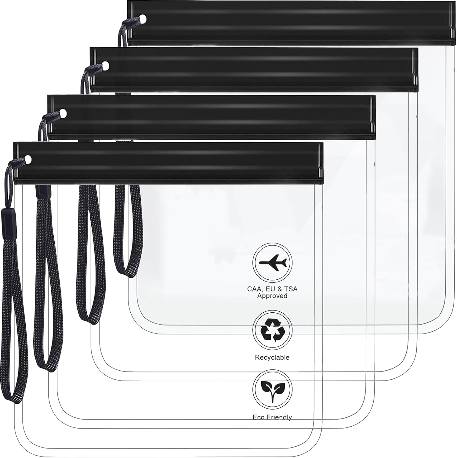 4 PCS Airport Security Liquids Bags,20X20 cm Clear TSA Approved Security Toiletry Bag,Airline Approved Clear Travel Toiletry Bag for Women/Men