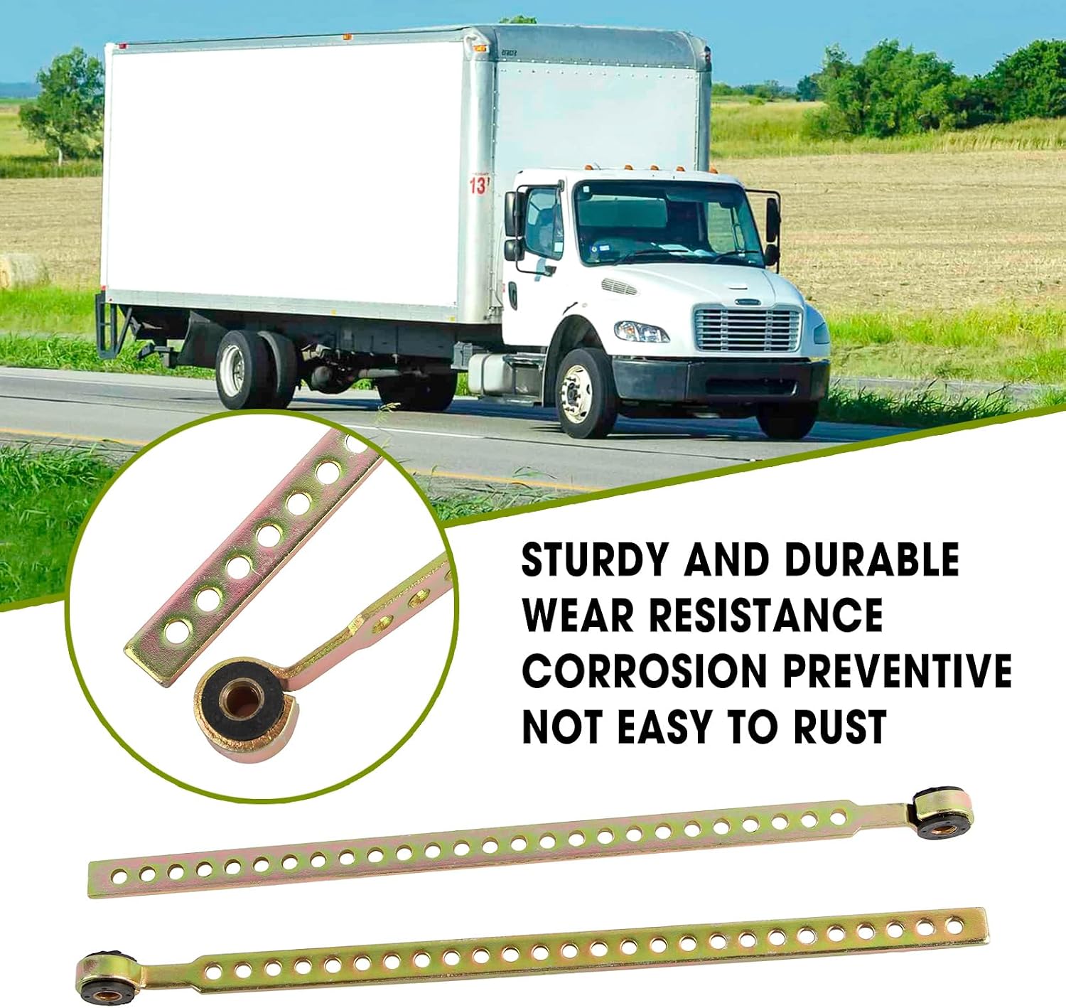 Height Control Valve Linkage Replace 48100367 HAL48100367 767653245843 Compatible with HD Trucks and Tractors, Max Adjustable 14 Inch Leveling Valve Control Strap Linkage
