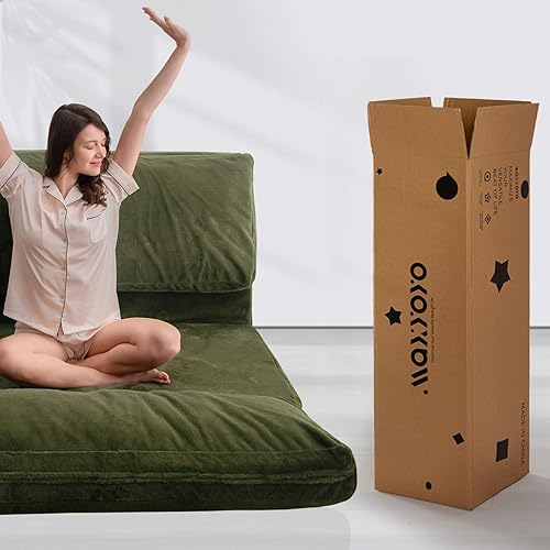 Miniatura 3 de MAXYOYO Puff Bed - Colchón plegable de piel sintética extra gruesa y larga para adultos, sofá de suelo de piel sintética con funda lavable, colchón