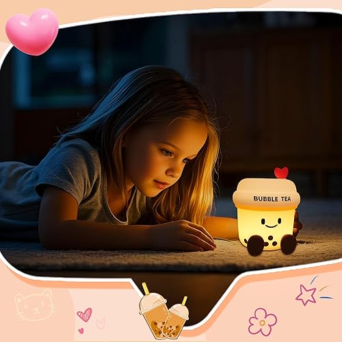 Miniatura 3 de YuanDian Boba Bubble Tea Night Light, bonita lámpara de silicona regalo para niños, niñas, niños, decoración de dormitorio para cumpleaños de