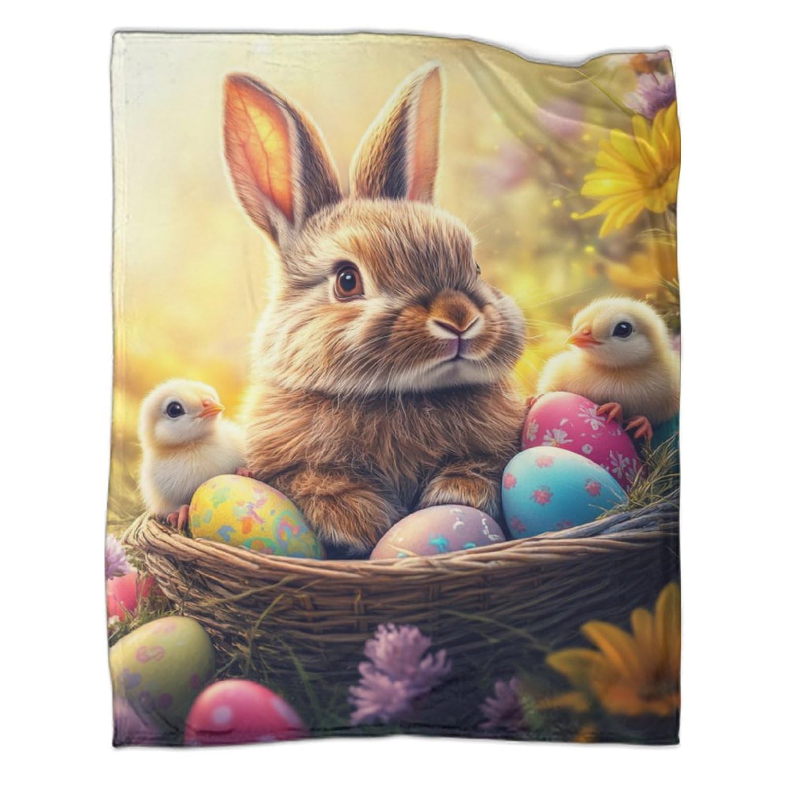 Couverture Polaire Pâques 3D : douceur flanelle ultra douce pour canapé 127x152 cm
