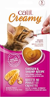 Catit Creamy Lickable Cat Treat – Hydrating and Healthy Treat for Cats of All Ages - Chicken & Shrimp, 5-Pack