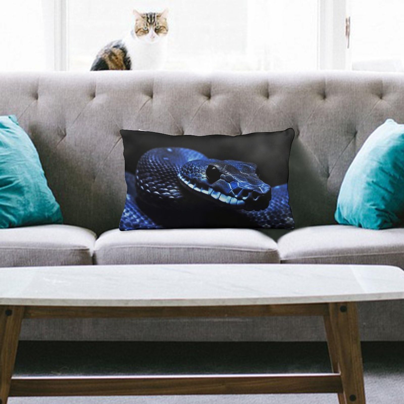 NTVOWPZO Decoration Throw Pillow Covers 8"x12" Pillowcases Covers Blue Snake Soft Pillowcases Modern Farmhouse Home Decor Sofa Cushions Covers for Couch Bed Living Room