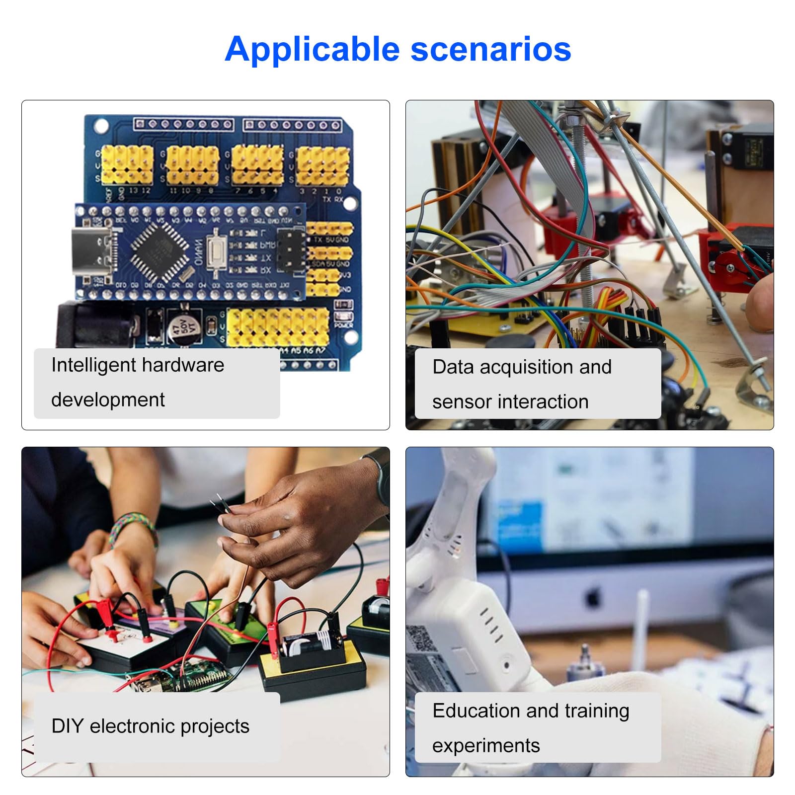 QIQIAZI Nano V3-ontwikkelboard Met CH340 – 5V/16MHz, ATmega328P, USB-C – Compatibel Met Arduino Nano – Set Van 5 Incl. USB-kabels Voor DIY-projecten