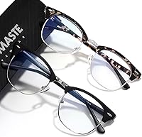 Vista 42 de Lentes de bloqueo de luz azul, vintage, medio marco, lente transparente UV, antifatiga ocular, gafas de juegos para computadora para mujeres