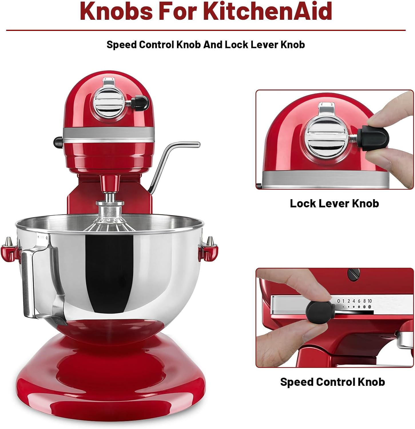 Alocs Speed Control Knob and Lock Lever Knob for KitchenAid Stand Mixer 5QT 6QT K45 Pro 600, Bowl-Lift Stand Mixer KD2661 KL26M KP26M1 & Tilt-Head Stand Mixer K45 K45SS KSM75