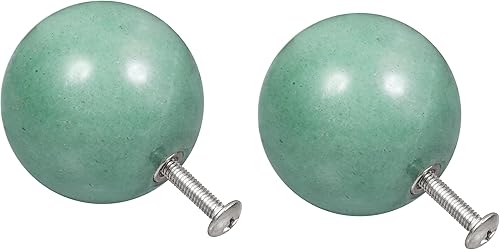 Rockcloud 2 pomos redondos de piedra de cristal con tornillos para cajones para armario, armario, aparador, decoración del hogar, aventurina verde