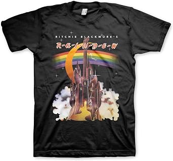 2Bhip Rainbow Ritchie Blackmore Rock Band T Shirt - Retro Vintage Style | Officially Licensed Ritchie Blackmores Rainbow Tee - Unisex 100% Cotton Crew Neck Short Sleeve, Front Print Only Graphic