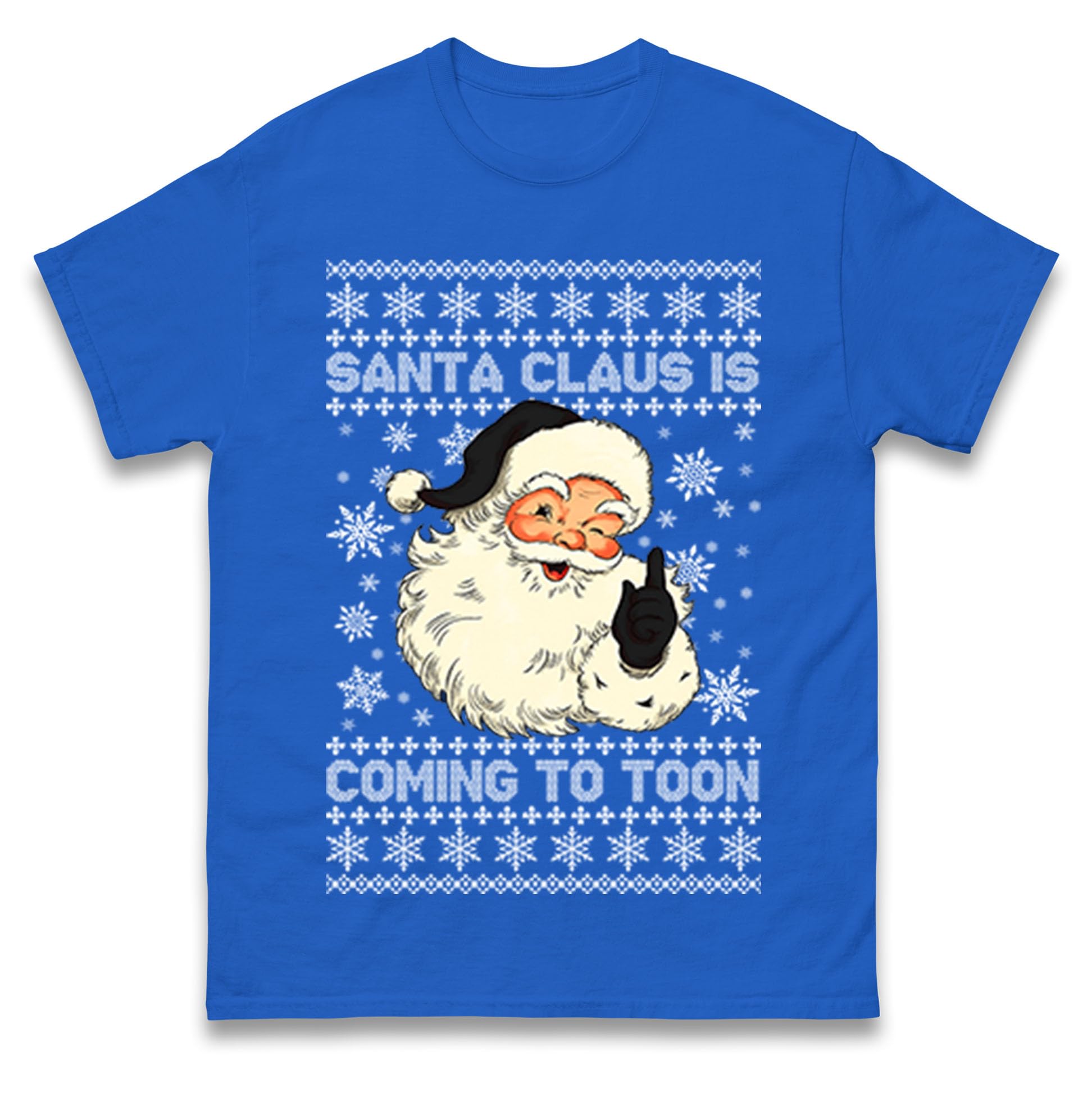 Newcastle Santa Claus is Coming to Toon Christmas T-Shirt, Funny Geordie Xmas Tee, Newcastle United Football Gift Top Royal Blue