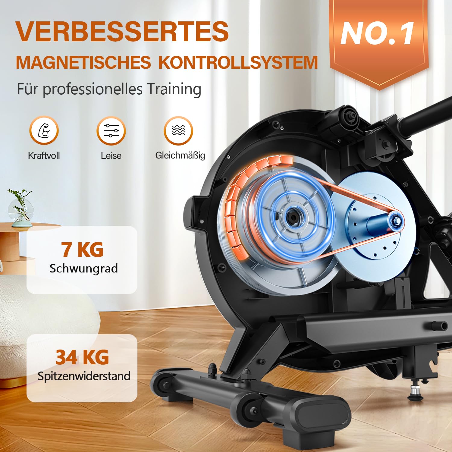 Rudergerät für Zuhause, DMASUN Leises Magnetisches Rudergerät mit 16 Widerstandsstufen, Upgrade Doppel-Slide-Rails, APP-Verbindung, LCD-Datenanzeige, ideal für Cardio-Training, Belastbar bis 160kg