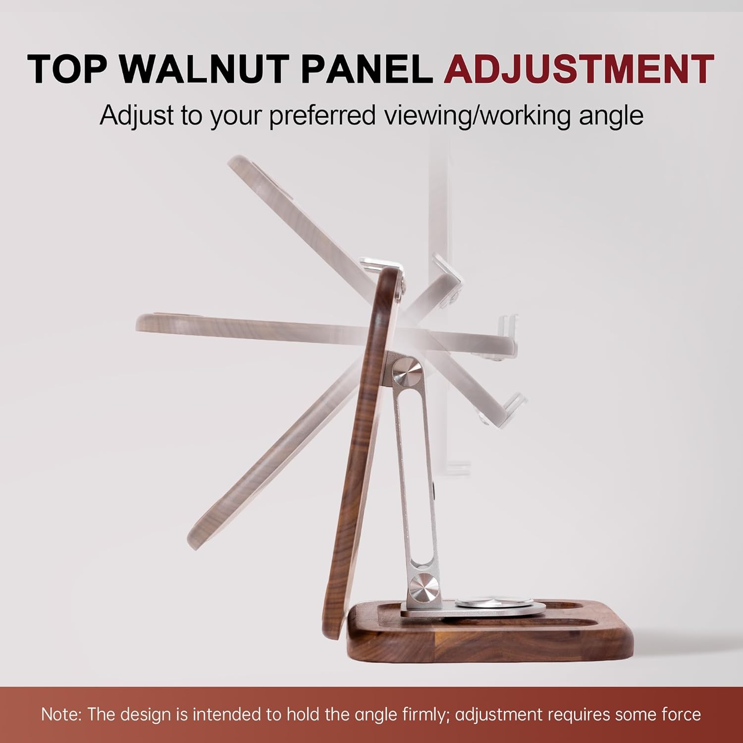 Walnut-Wooden Laptop Stand for Desk, Adjustable Height & Angle with 360° Aluminum Alloy Swivel Base, Wood Laptop Stand Compatible with MacBook Pro, All Laptops 10-17", Brown