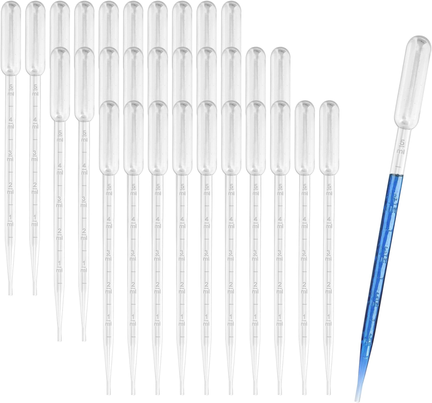 200PCS Plastic 5ML Pipette Dropper Disposable, Clear Plastic Transfer Pipette Measuring, Washable Graduated Pipettes for Paint Mixing Pipettes DIY Art Essential Oils Perfume Lab Liquids