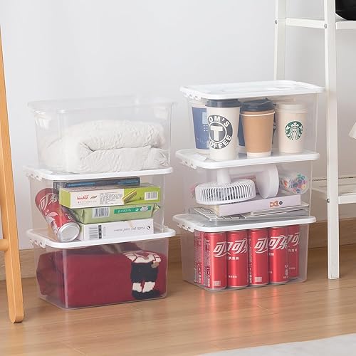 Miniatura 4 de Gagee Paquete de 6 contenedores de almacenamiento de 9.5 cuartos de galón con tapas y hebillas de cierre, contenedores de almacenamiento de plástico