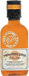 18.21 Man Made 3-in-1 Travel Size Body Wash, Shampoo, & Conditioner for Men, All Hair & Skin Types, Strengthens and Moisturizes in a Manly Aroma, 3.4oz