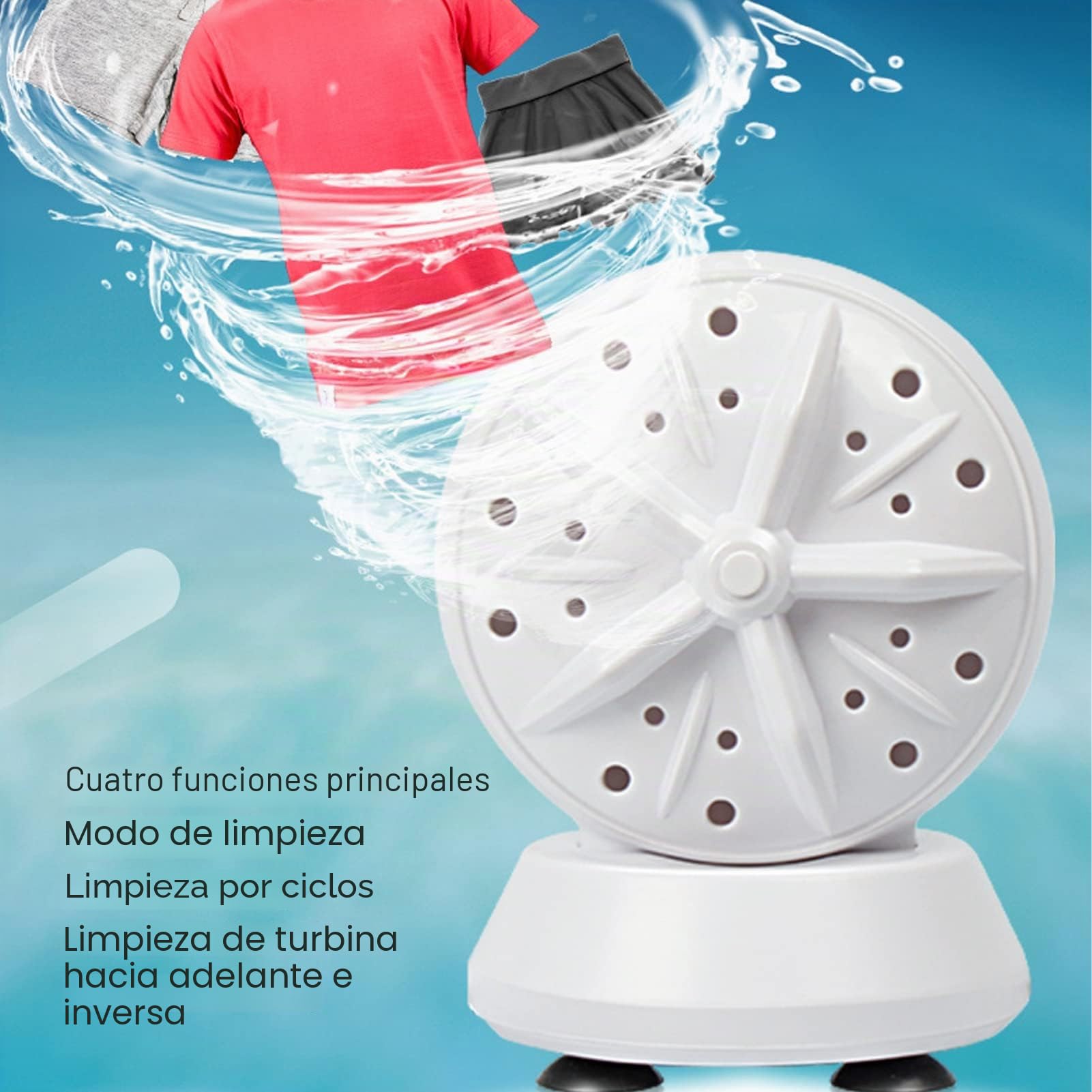 Lavadora Portátil, Mini Lavadora Doméstica de Doble Turbina con 4 Modos Ajustables, Lavadora de Ropa de Limpieza Eficiente para Cubo, Lavabo, Mesa de Lavado de Manos