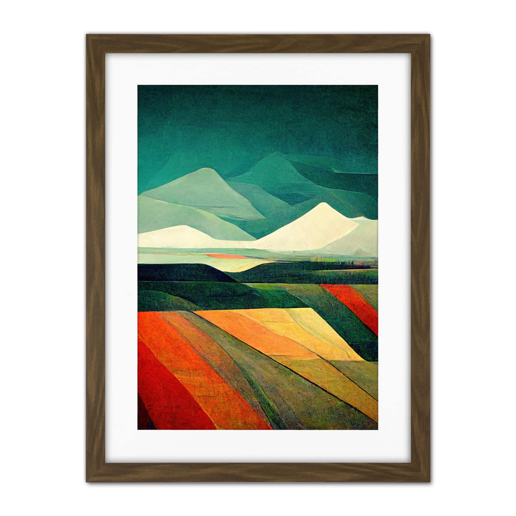 Doppelganger33 LTD Modern Semi-Abstract Colourful Landscape Artwork Framed Wall Art Print 18X24 Inch
