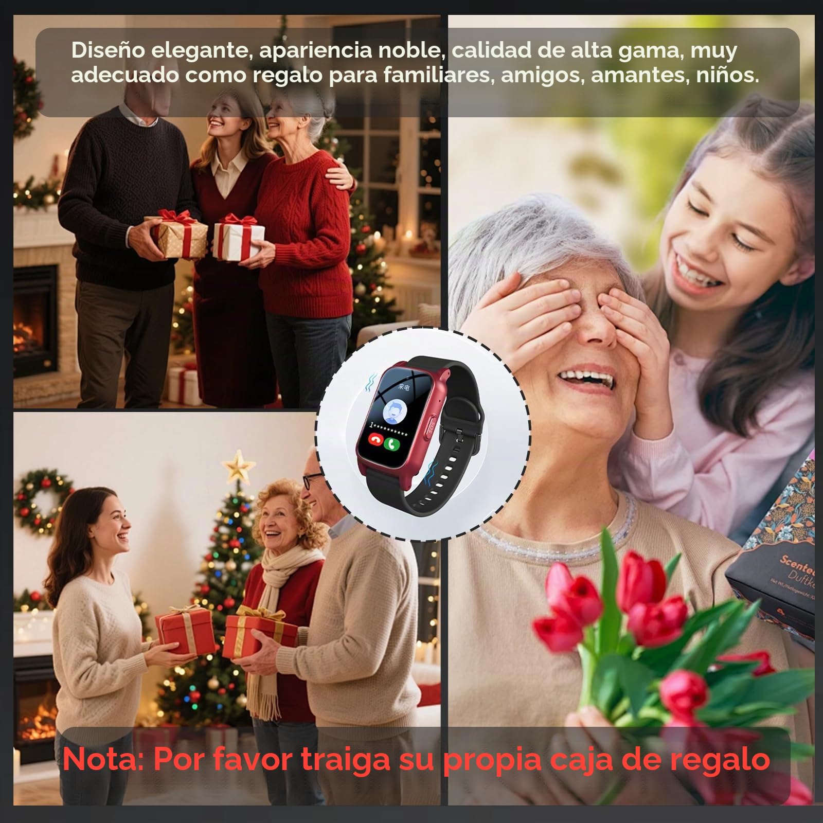 Reloj Localizador Personas Mayores, Localizador GPS De Emergencia Ancianos Reloj Pulsera Personas Mayores Alarma De Caída, Videollamada, SOS para AyudaRed,1.25 * 0.57 * 2.22inch