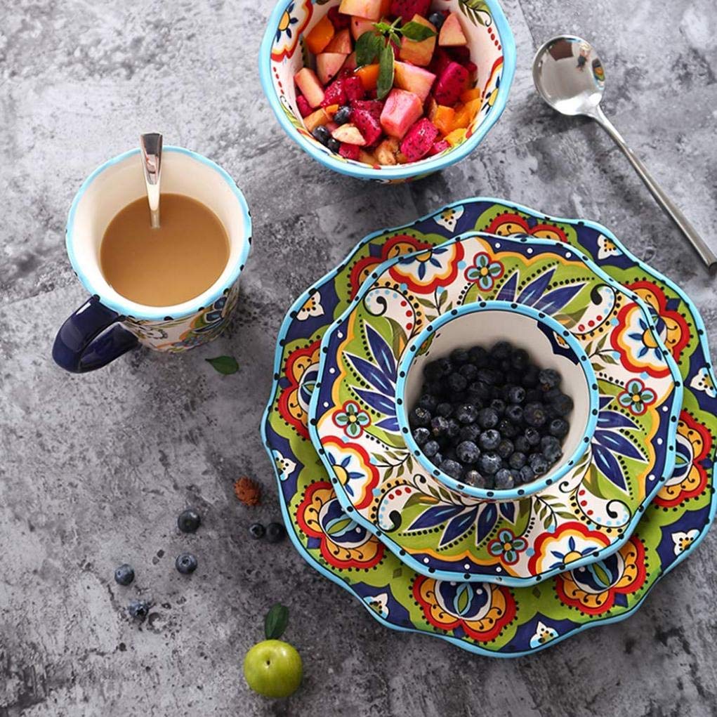 Elegancki zestaw obiadowy, 5 sztuk Vintage wzór pasterski porcelanowy zestaw obiadowy ceramiczna zastawa stołowa prezent na parapetówkę