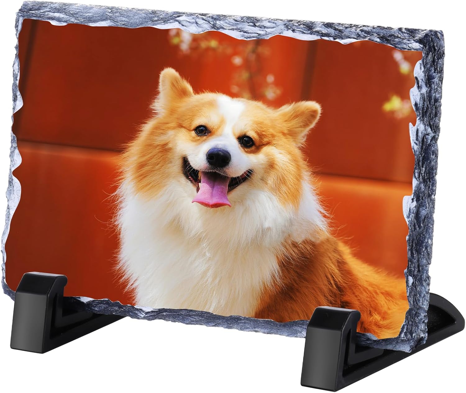 Custom Rock Slate Photo Frame - Personalized Photo Stone Frame Plaque Dog Memorial Gifts For Loss Of Dog,Pet Loss Gifts,Dog Memorial Picture Frame,Pet Sympathy Gifts,Heart 7.87 * 7.87in