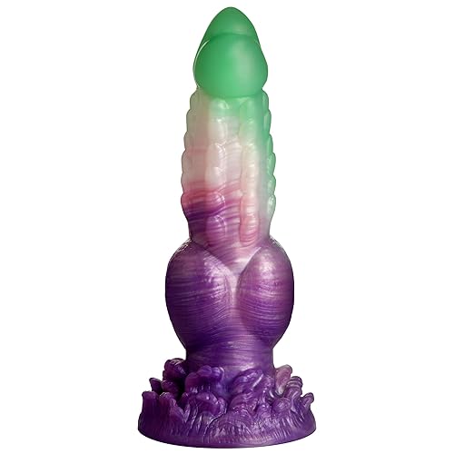 CREATURE COCKS Aqua Phoenix Silicone Dildo for Men, Women & Couples. Firm and Flexible, Strong Suction Base, Fantasy Dildo, Unique Texture. Premium Phthalate-free & Body-safe Silicone. 1 Piece, Purple