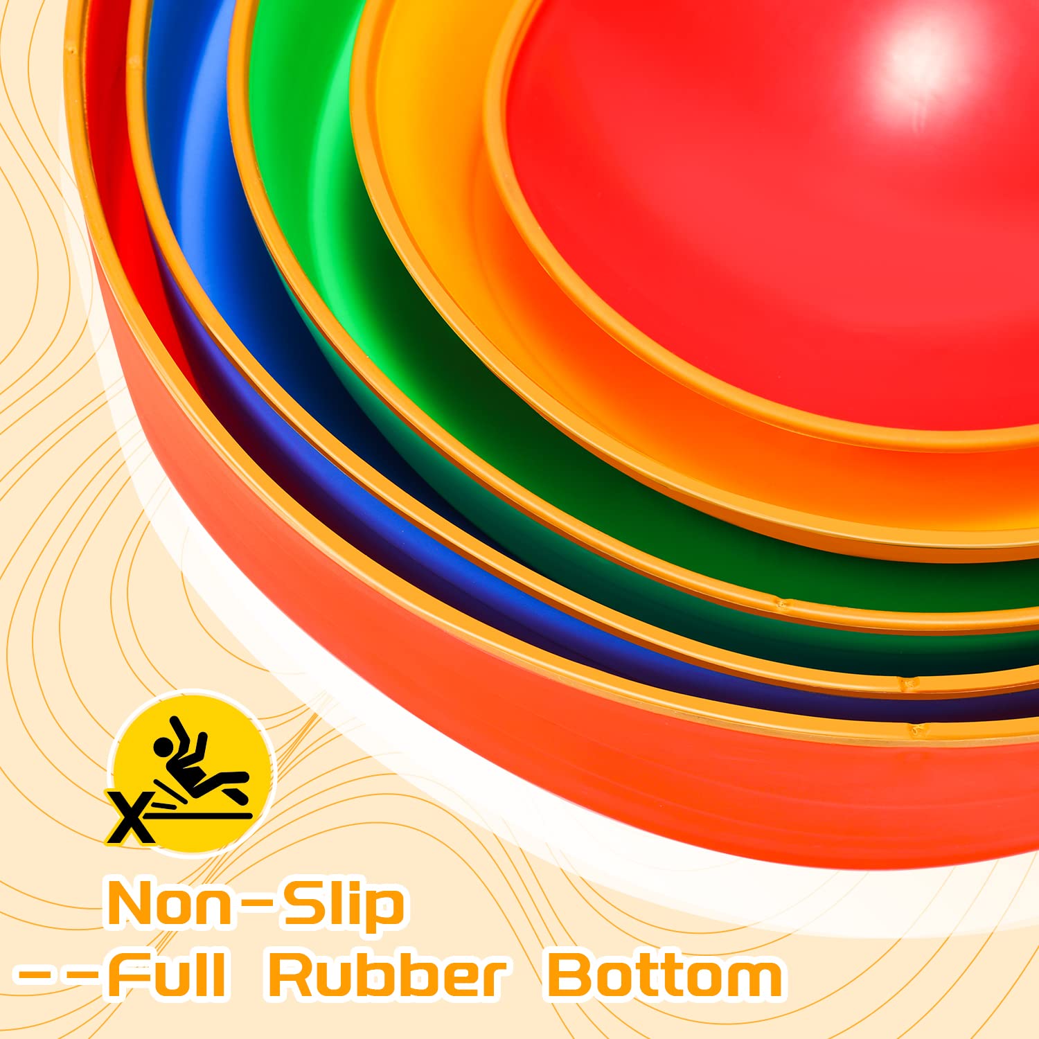 Kirumie Stepping Stones for Kids, 10pcs Non-Slip Plastic Balance River Stones for Kids, Promoting Children's Coordination Skills Obstacle Courses Sensory Toys for Toddlers, Indoor & Outdoor Play