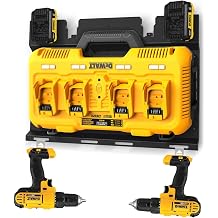 Demao DeWalt DCB104  arj ve Pil i in Duvar Montaj Braketi, Metal Siyah Sa lam 4 Pil Tutucu ve Alet Odas  ve Garaj i in  arj Tutucu