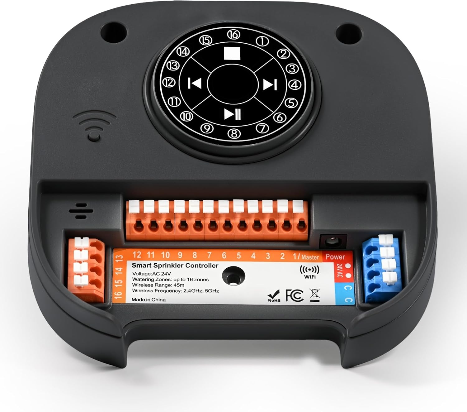 WiFi Smart Sprinkler Controller, Tuya Remote Control Smart Irrigation Controller, Automatic Programmable Water Sprinkler Timer for Garden Lawn Hose Support 2.4G & 5G Max 16 Zones