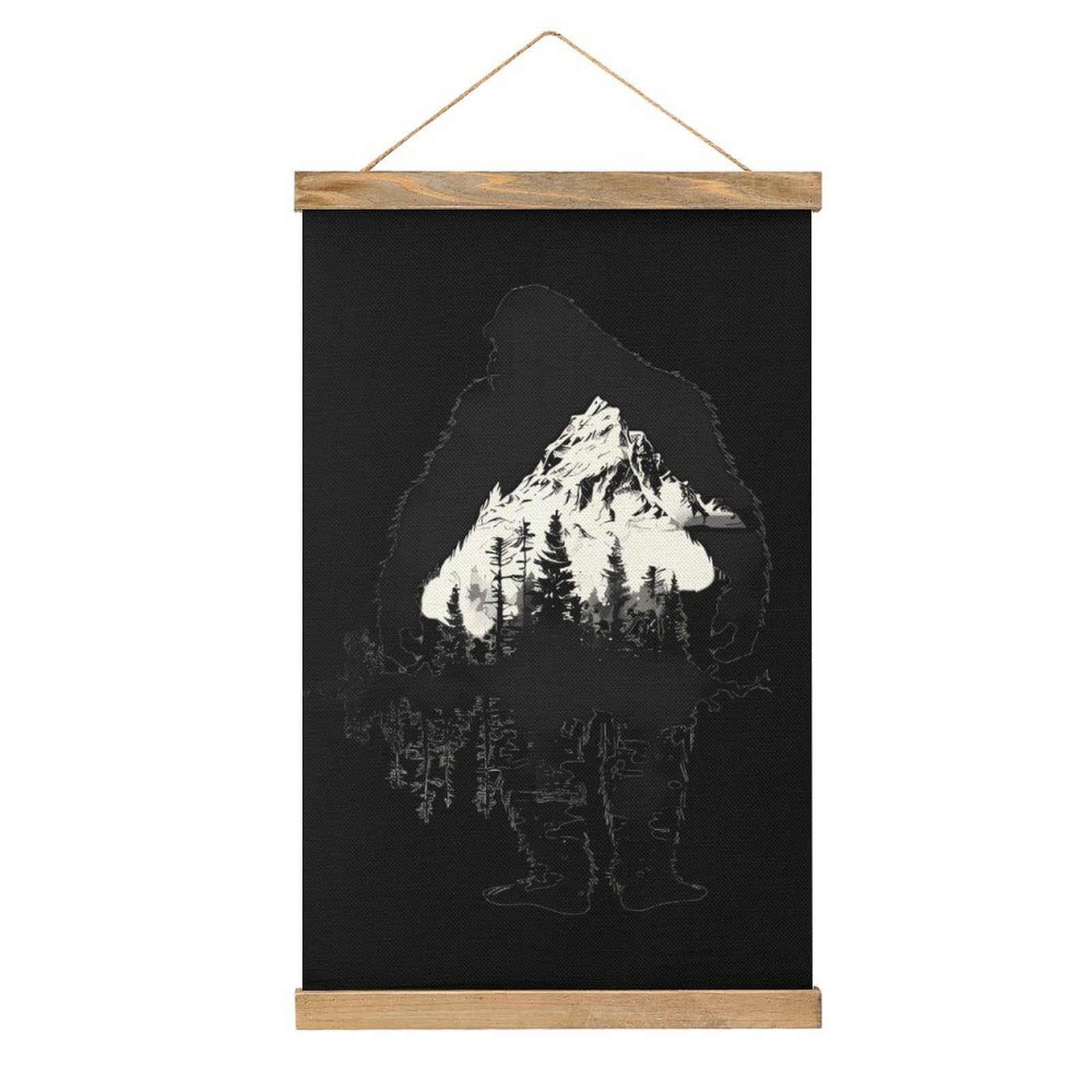 CGSBNGHA Bigfoot Mountain Pattern Wall Art Prints Linen Hanging Painting Scroll Paintings Pictures Decor for Home