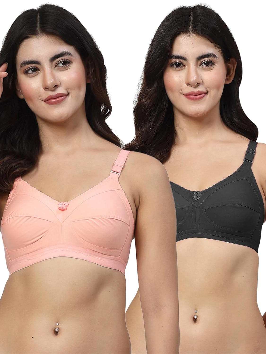 Lily Pink, Black Seamed Non Padded Minimizer Bra (C703-Magenta-Black) Lily Pink, Black Seamed Non Padded Minimizer Bra (C703-Magenta-Black)