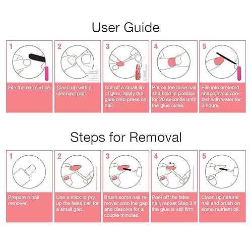 Miniatura 6 de SAGEBIO Juego de manicura de uñas francesas acrílicas, reutilizable, 12 tamaños, kit de 24 uñas